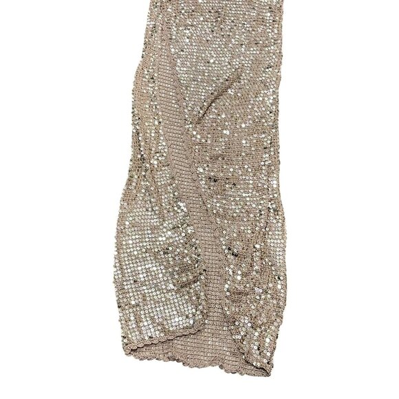 Retrofete $745 Candice Tan Sequin Maxi Crochet Dress Sz M/L Cutout NWT - Picture 7 of 8